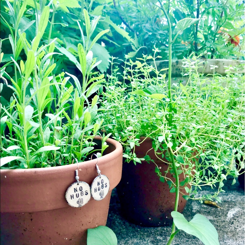 Hand stamped metal earrings